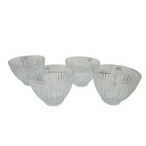 Lot of 4 Gibson Everyday Punch Bowl Ribbed Clear Glasses 3.5 in Diameter